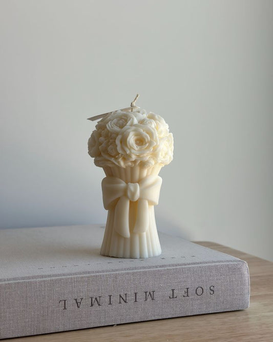 Rose Bouquet Candle with Bow